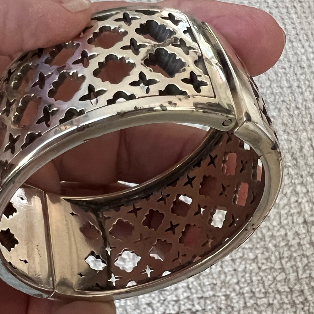Brighton Silver Plated Large Wide Hinged Bangle B… - image 5